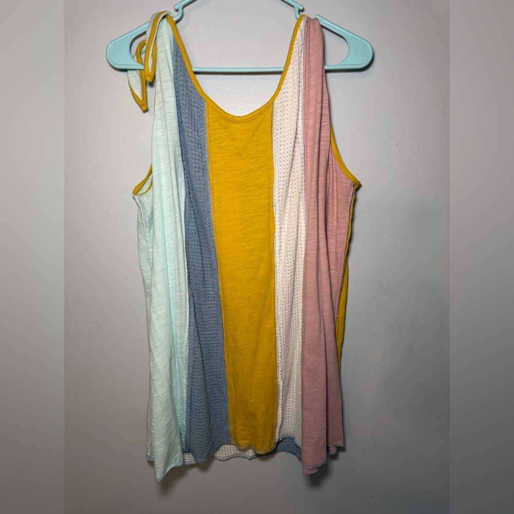 Striped Tie-Shoulder Tank Top in Mustard, Pink, Blue, Cream, Mint - Picture 7 of 7
